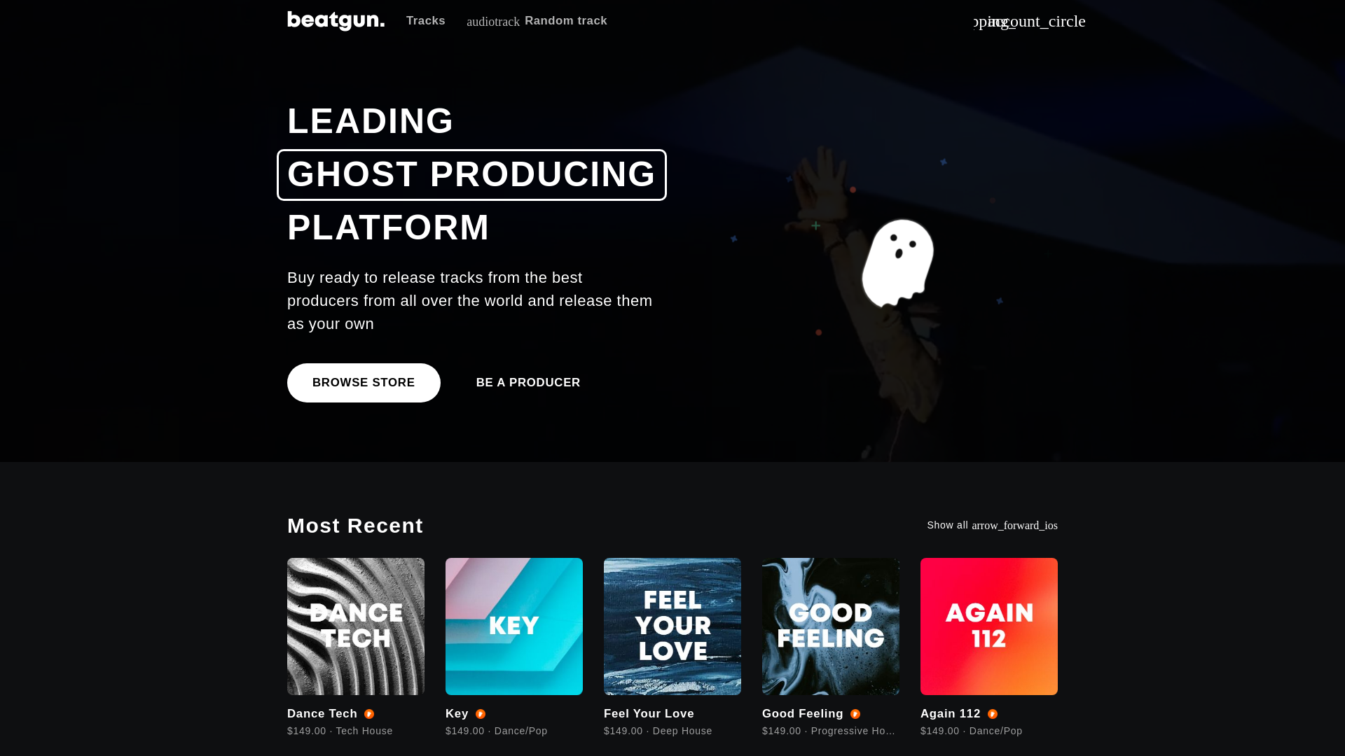 website screenshot of https://beatgun.com/