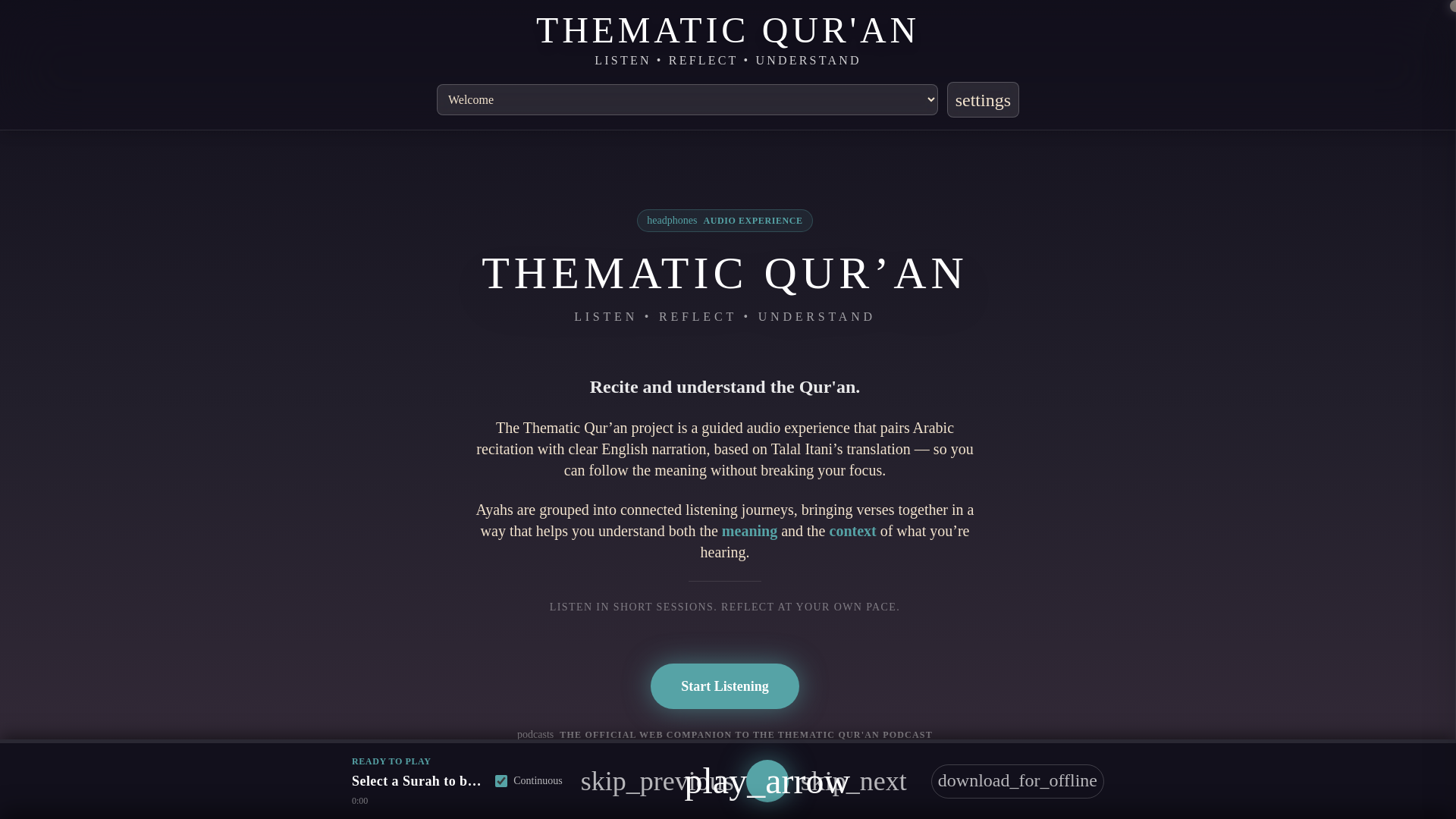 website screenshot of https://thematic-quran-web.pages.dev/