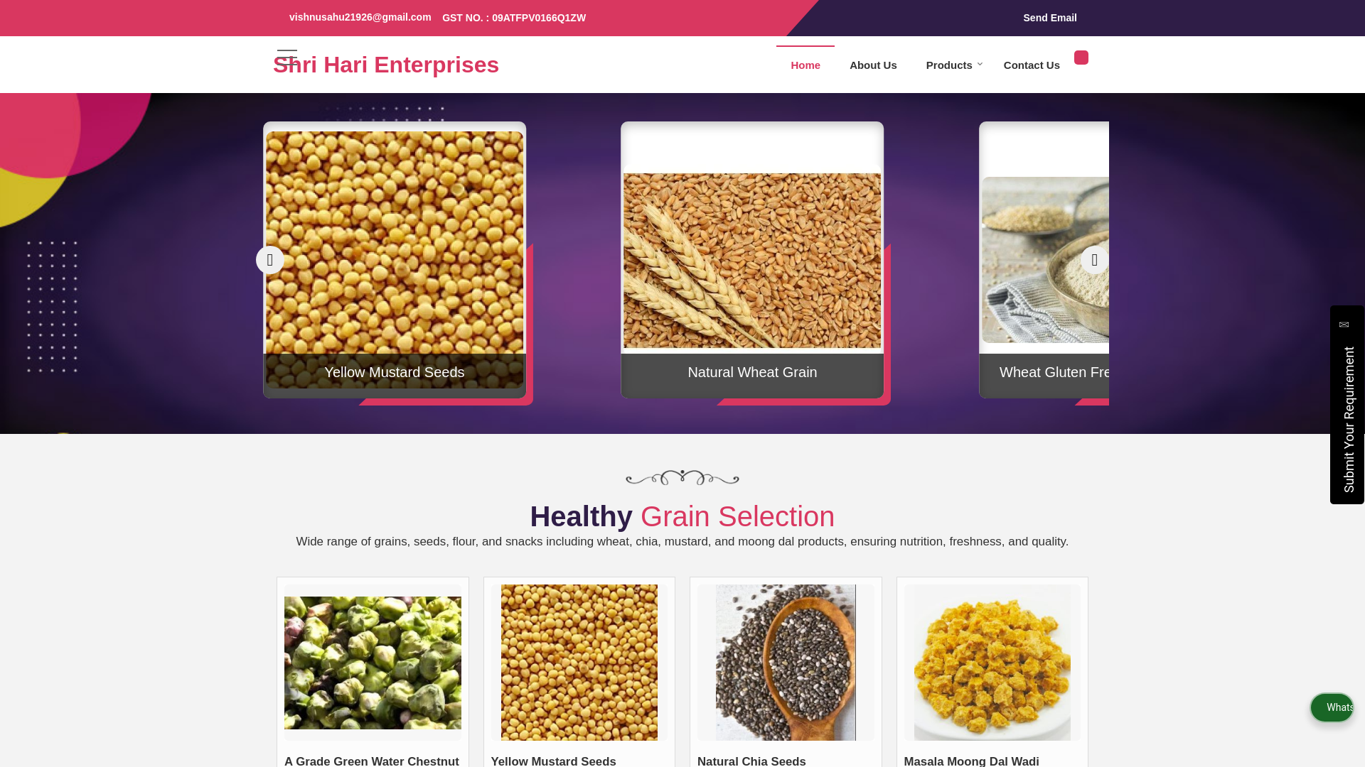 website screenshot of https://shriharientp.co.in