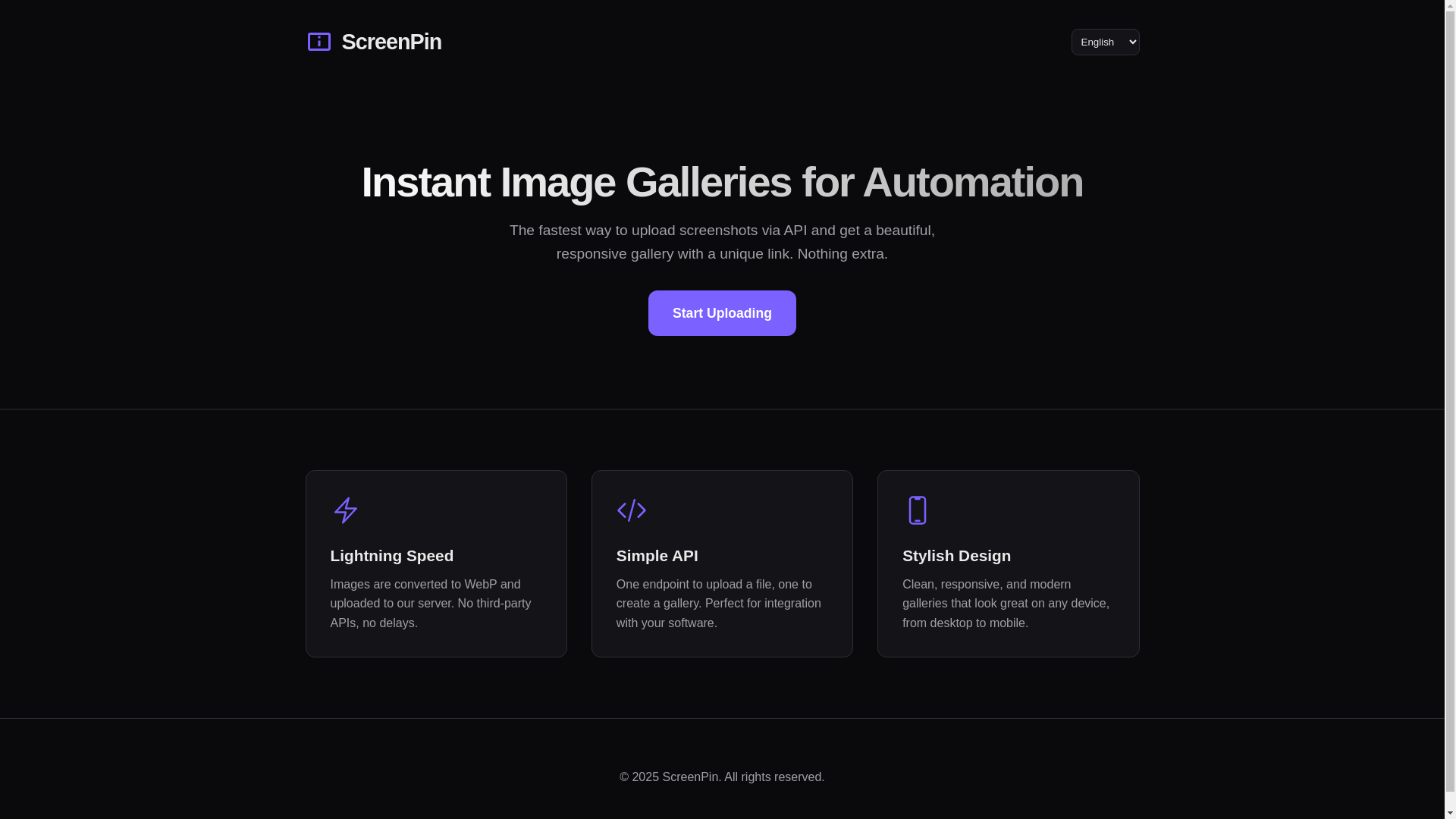 website screenshot of https://screenpin.net/