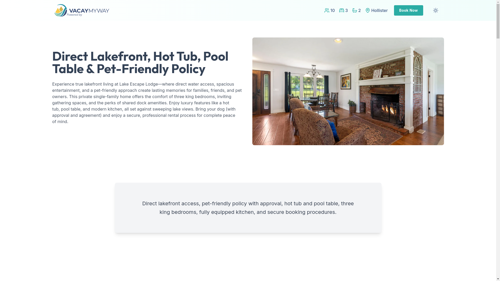 website screenshot of https://serenitycove.vacations/