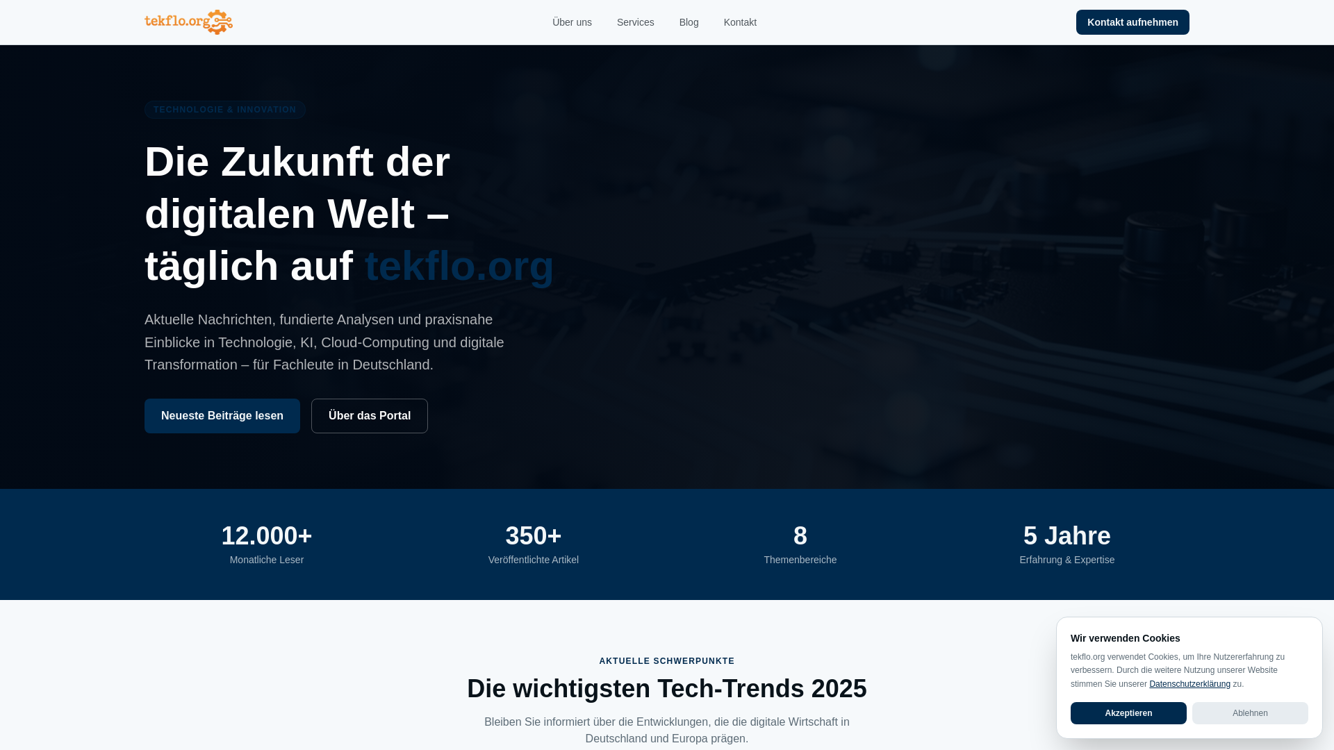 website screenshot of https://tekflo.org