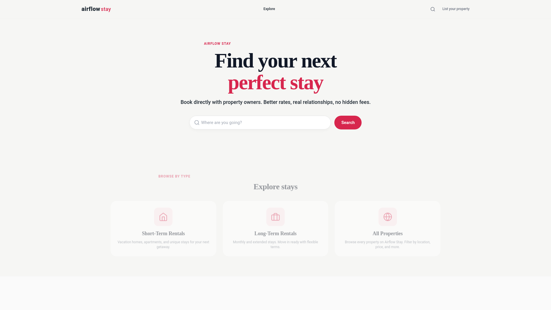 website screenshot of https://airflowstay.com