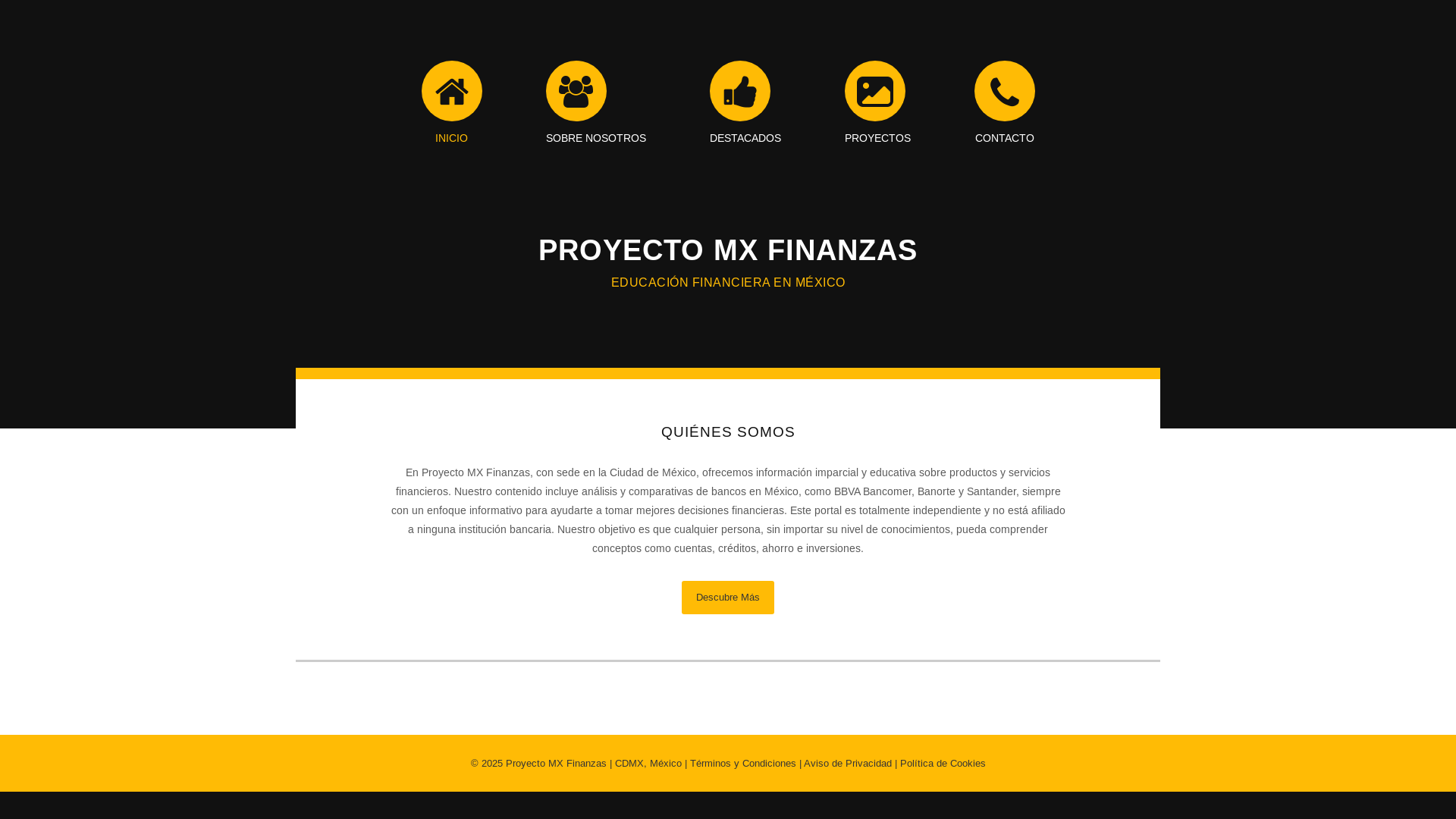 website screenshot of https://proyectomxfinanzas.com/