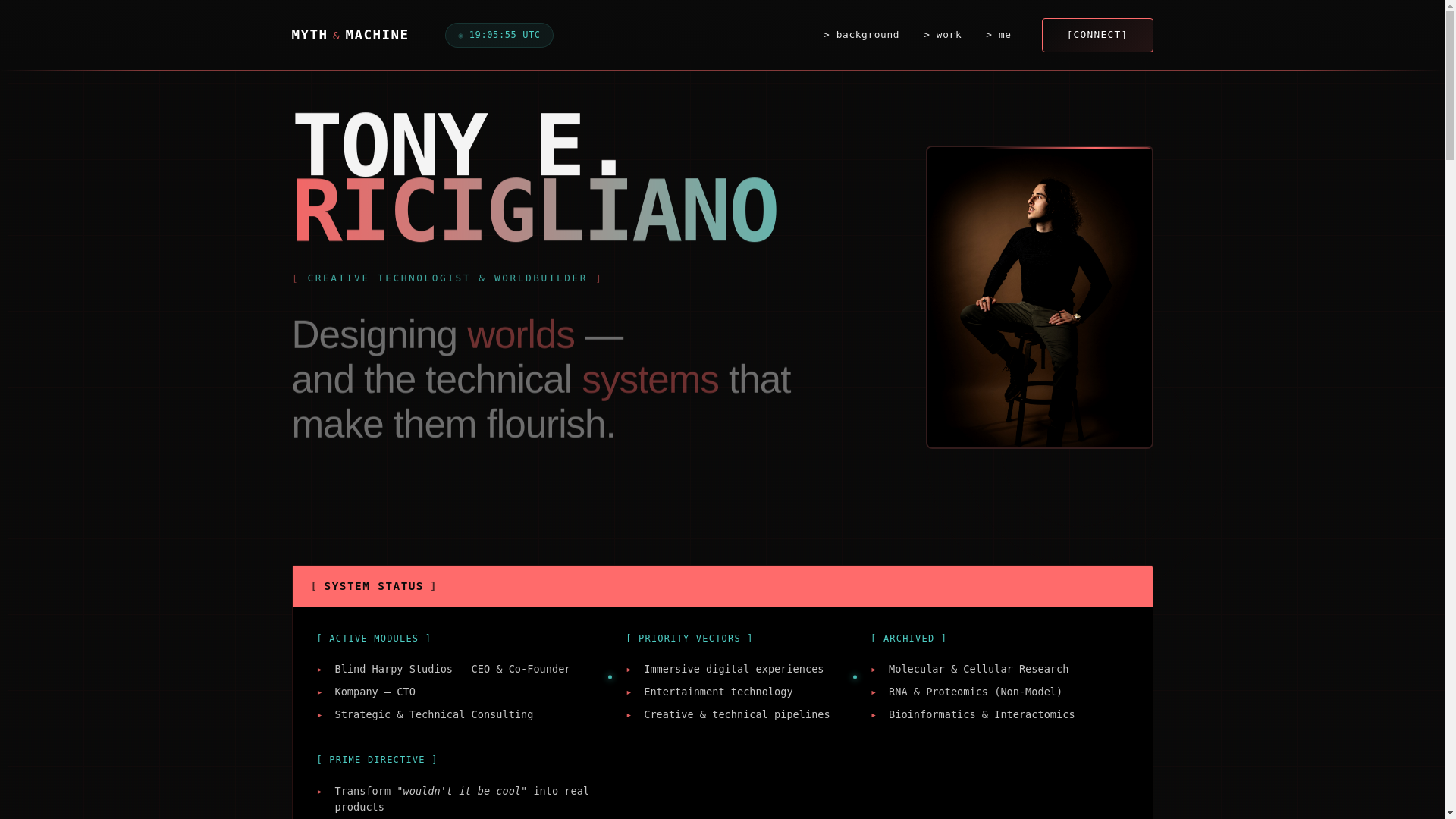 website screenshot of https://mythandmachine.net/