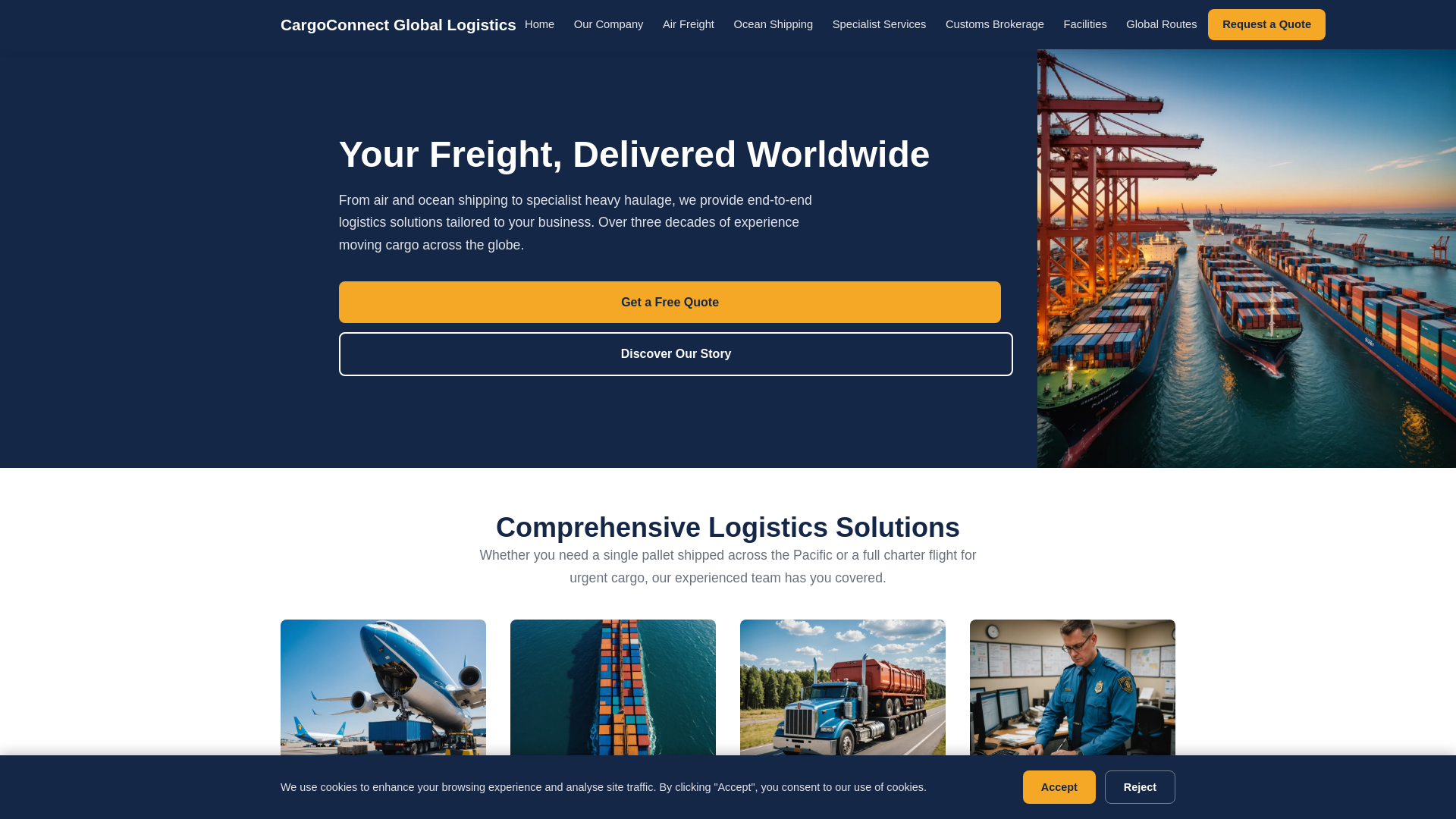 website screenshot of https://cargoconnect.life
