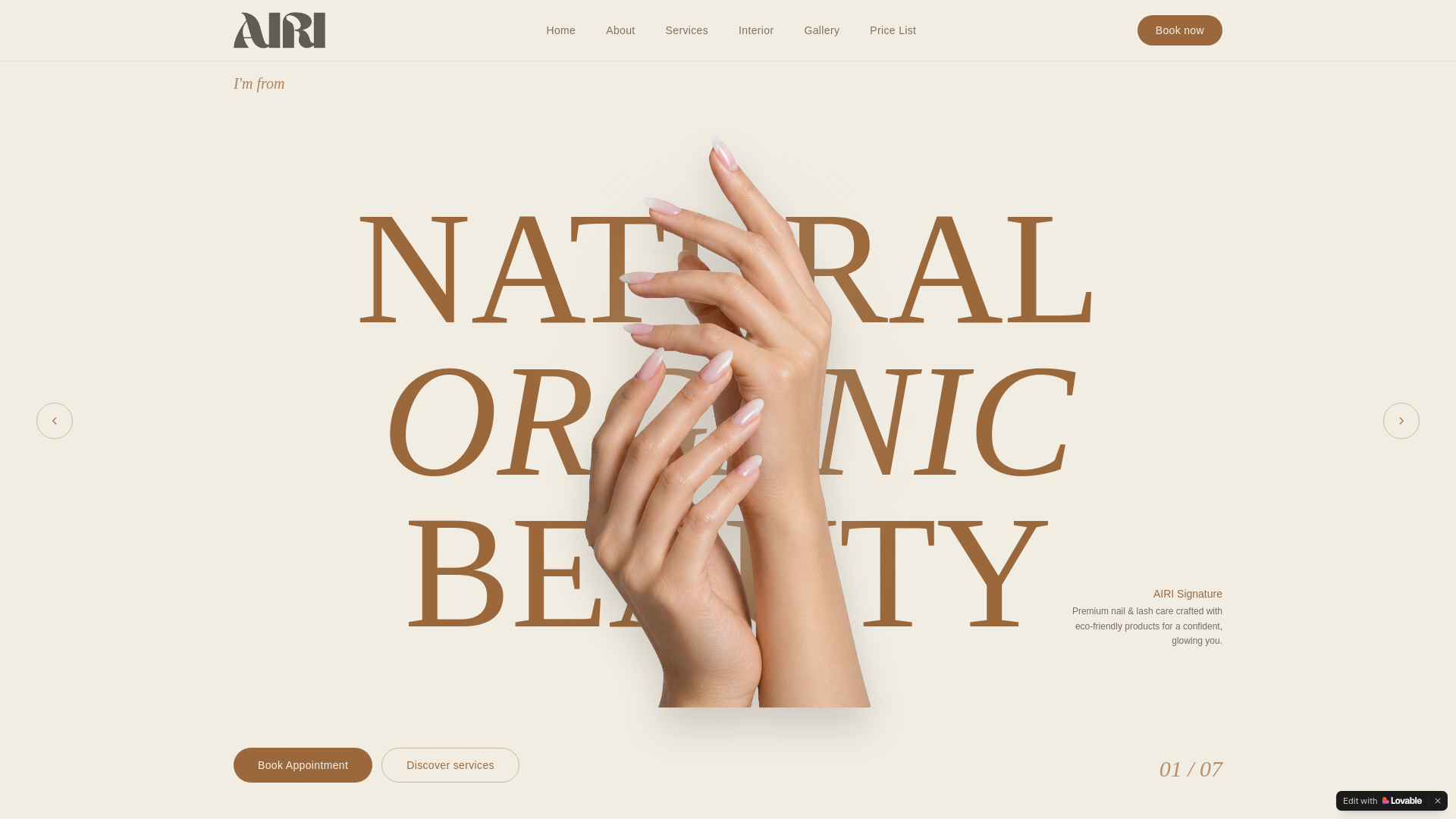 website screenshot of https://airinailandlash.com/