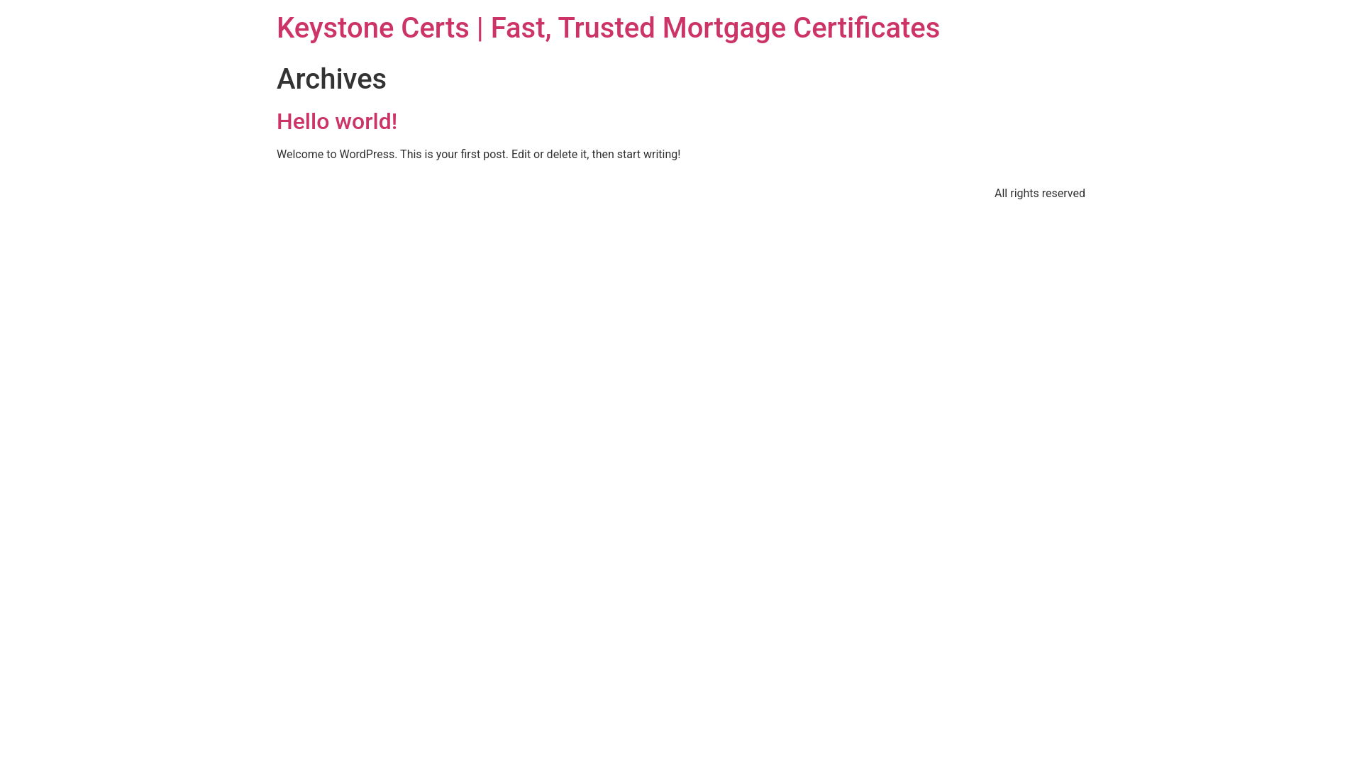 website screenshot of https://keystonecerts.co.uk/