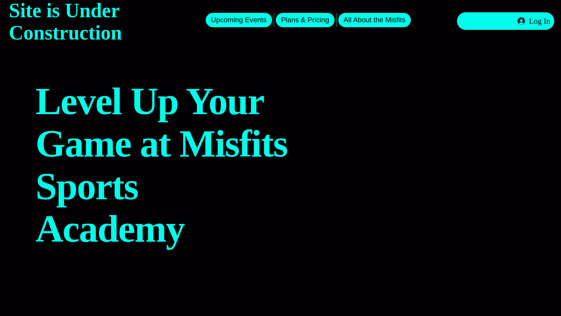 website screenshot of https://misfitssportsacademy.com/