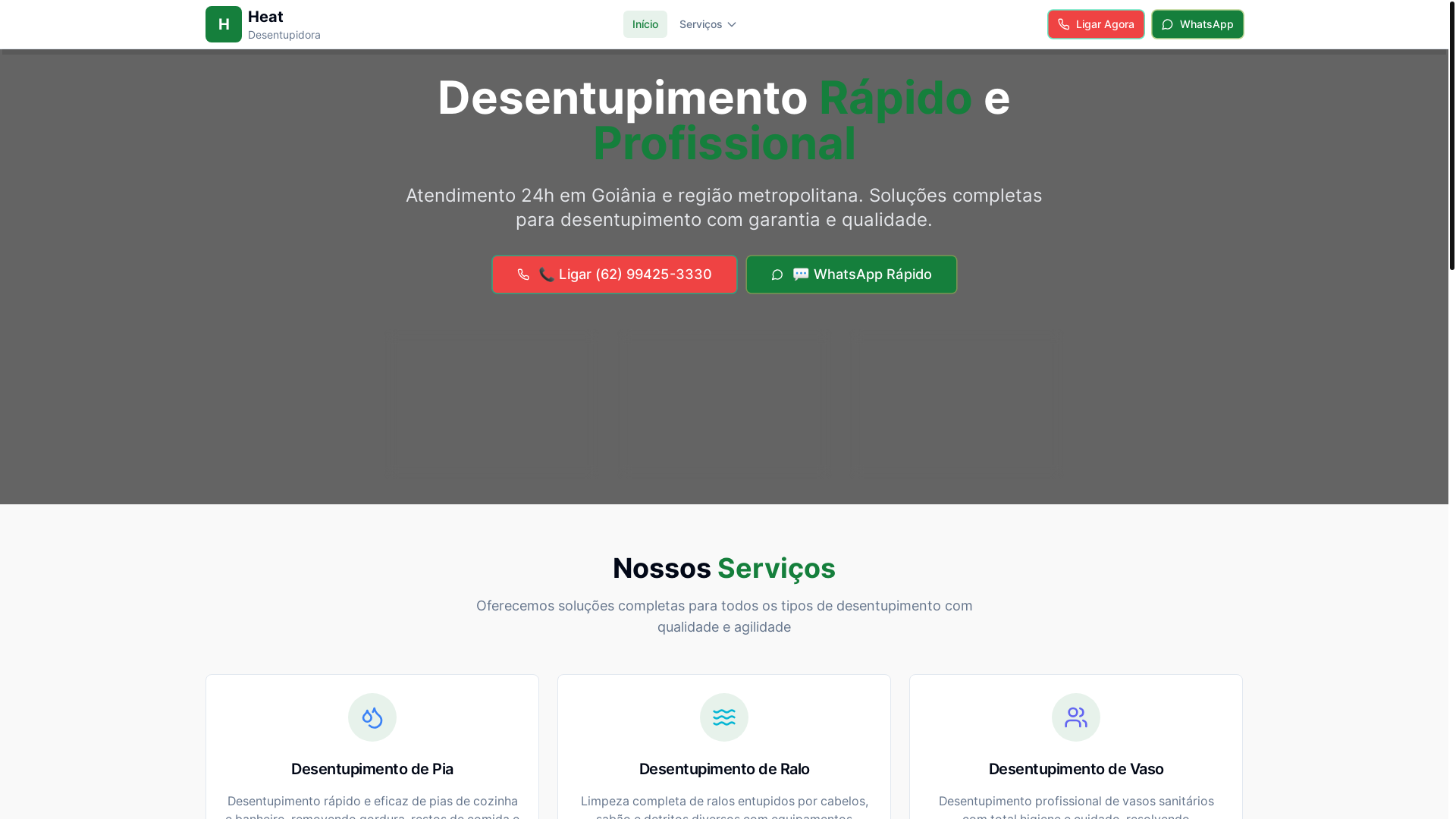 website screenshot of https://desentupidoraheatgoiania.com.br/