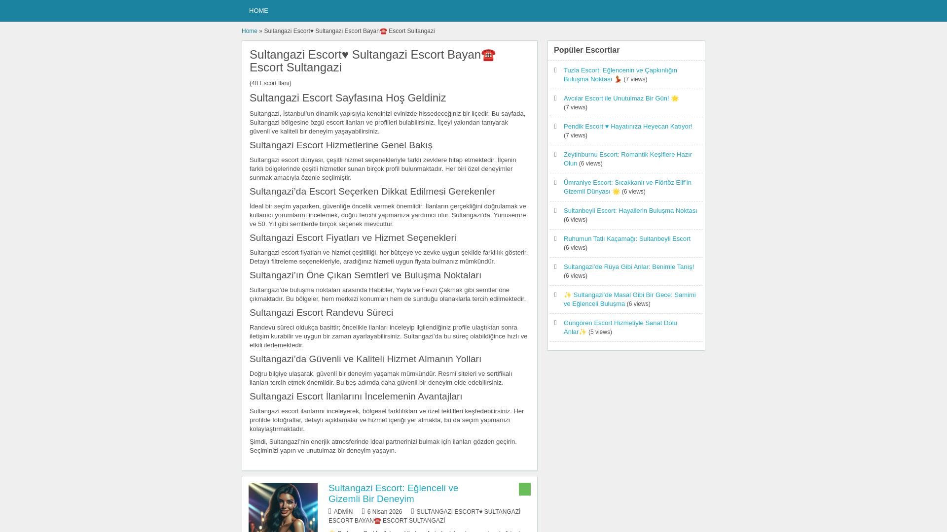 website screenshot of https://sultangaziescort2.website/