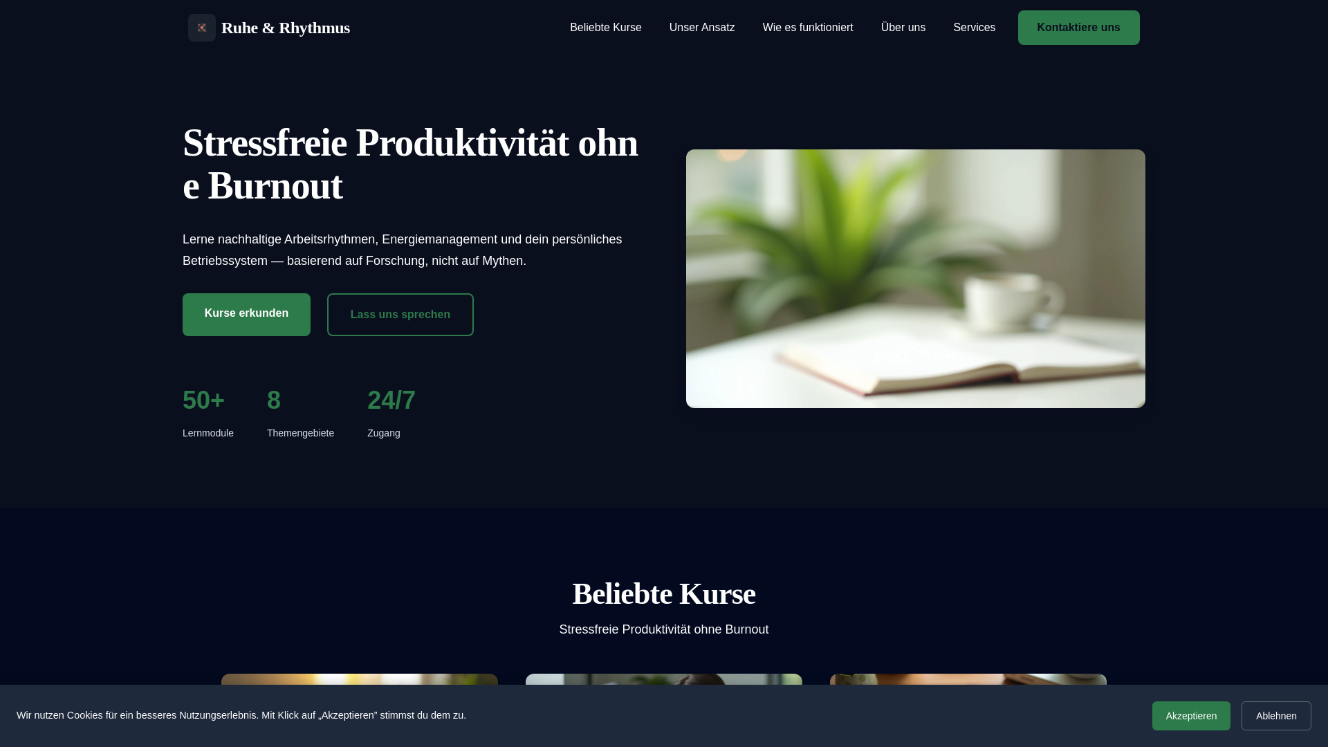 website screenshot of https://ruheundrhythmus.com/