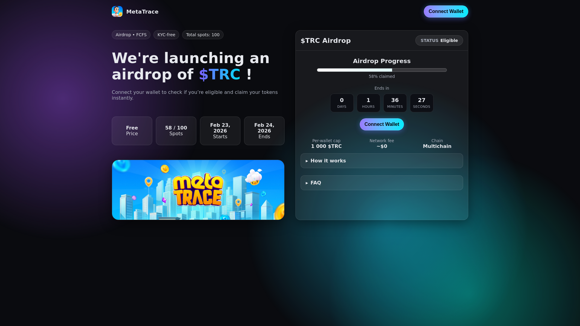 website screenshot of https://metatraces.xyz/