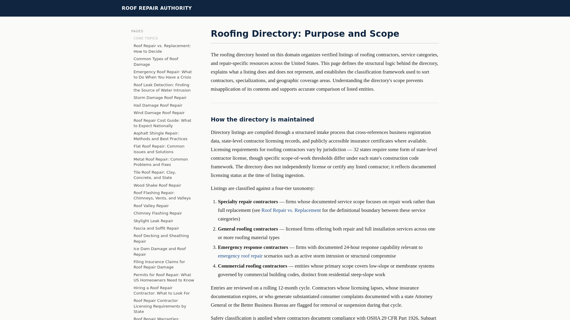 website screenshot of https://roofrepairauthority.com/