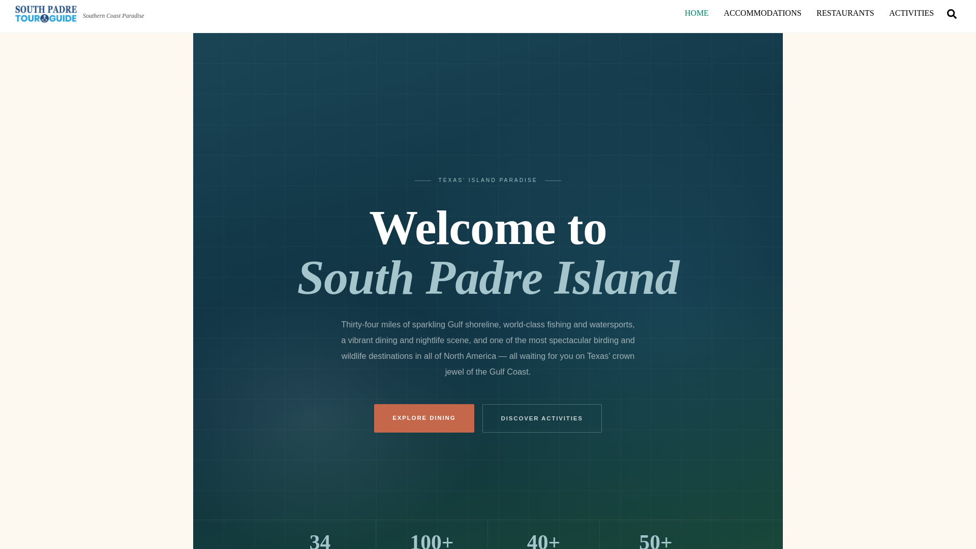 website screenshot of https://southpadretourguide.com