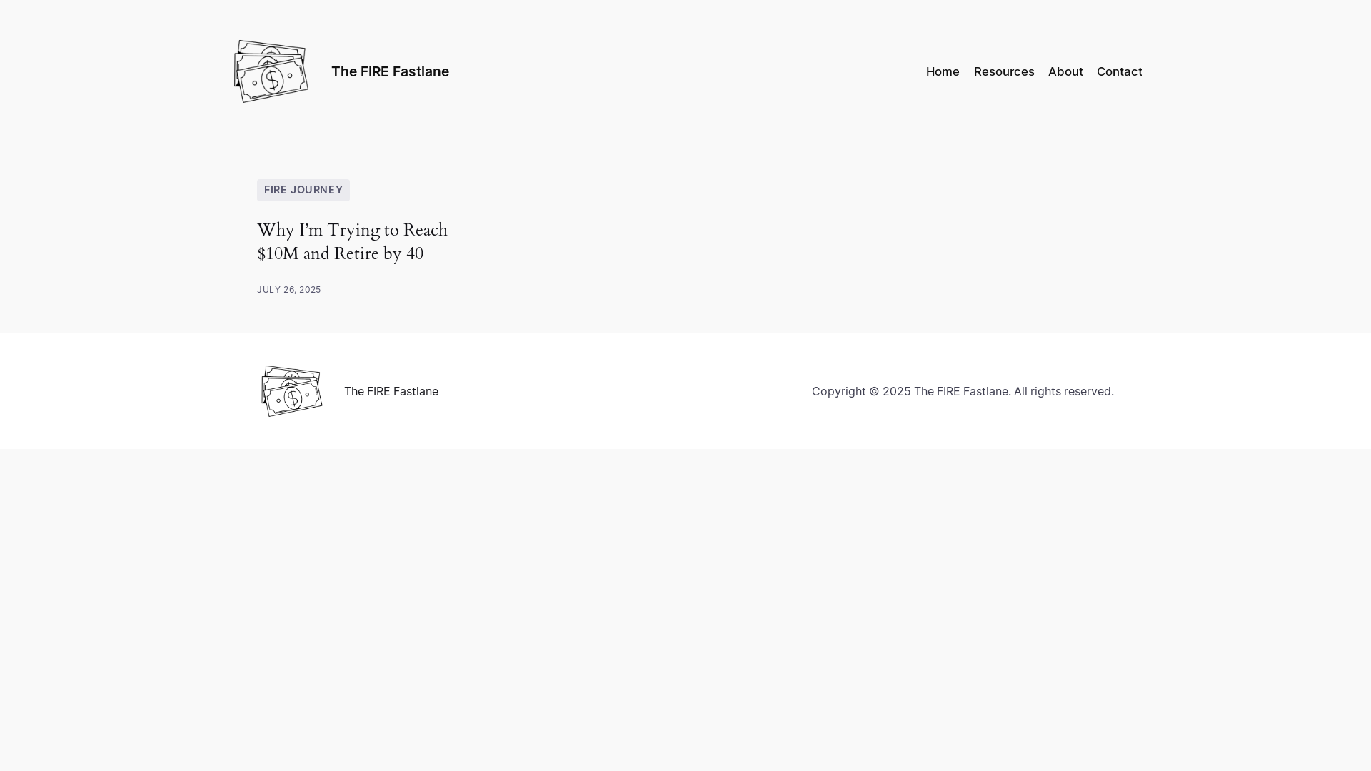 website screenshot of https://thefirefastlane.com/