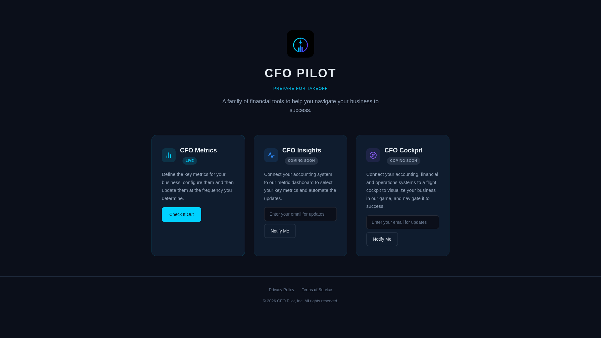 website screenshot of https://cfometrics.app