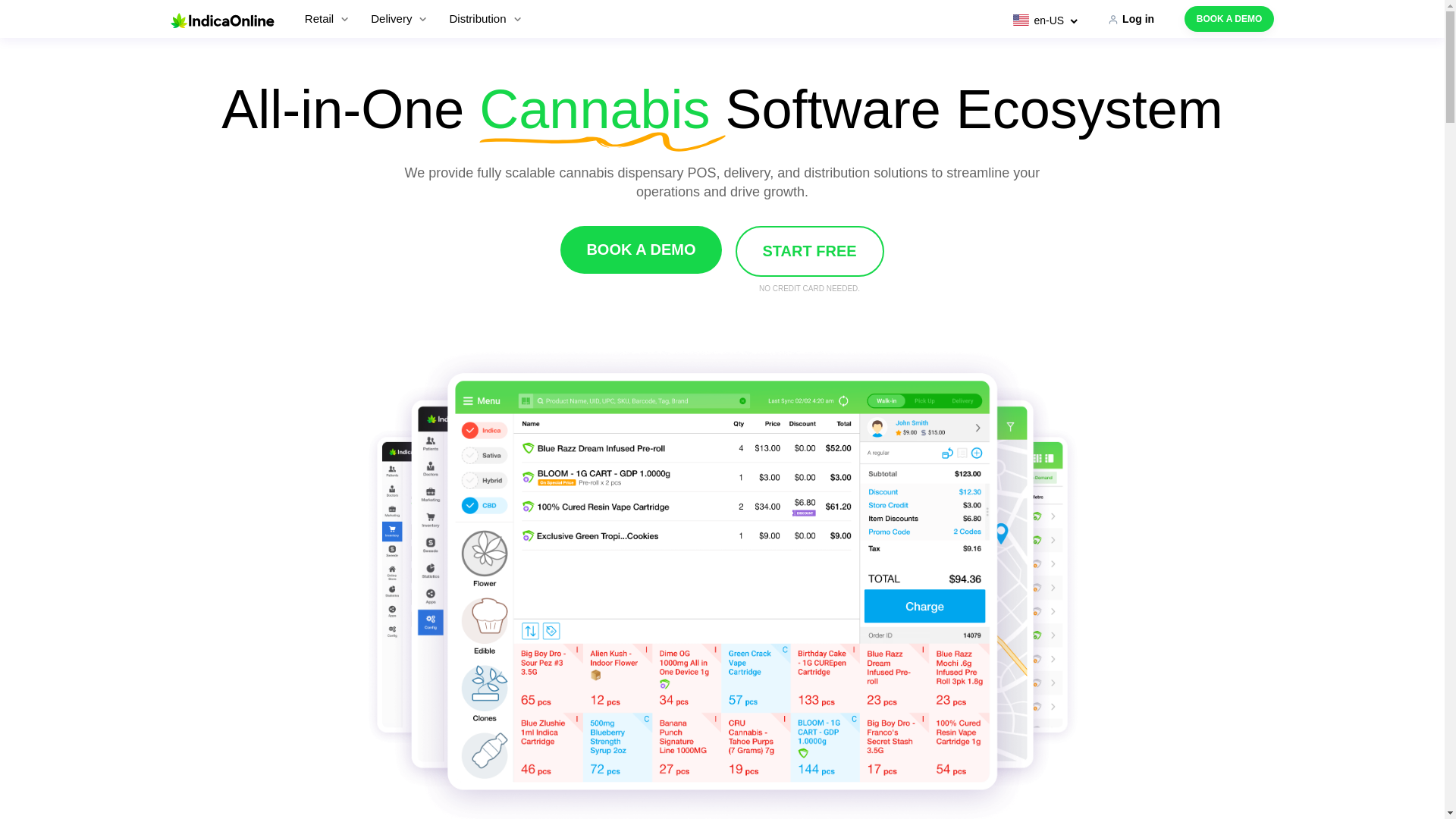 website screenshot of https://indicaonlineapp.com/