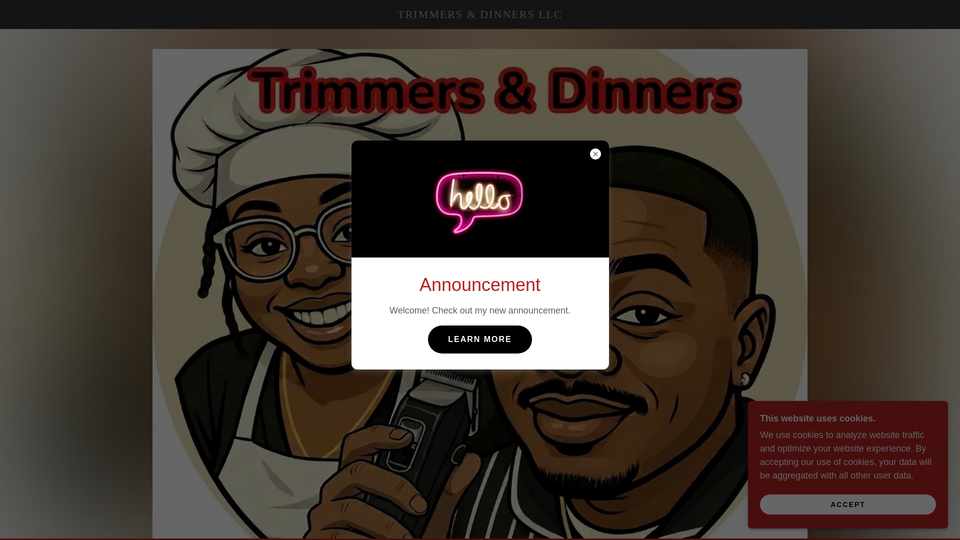 website screenshot of https://trimmersdinners.com/