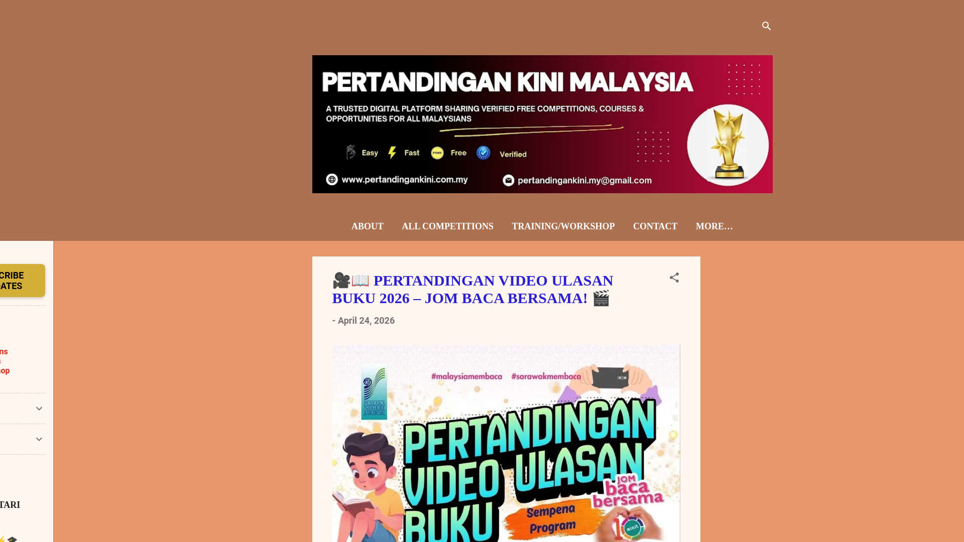 website screenshot of https://pertandingankini.com.my