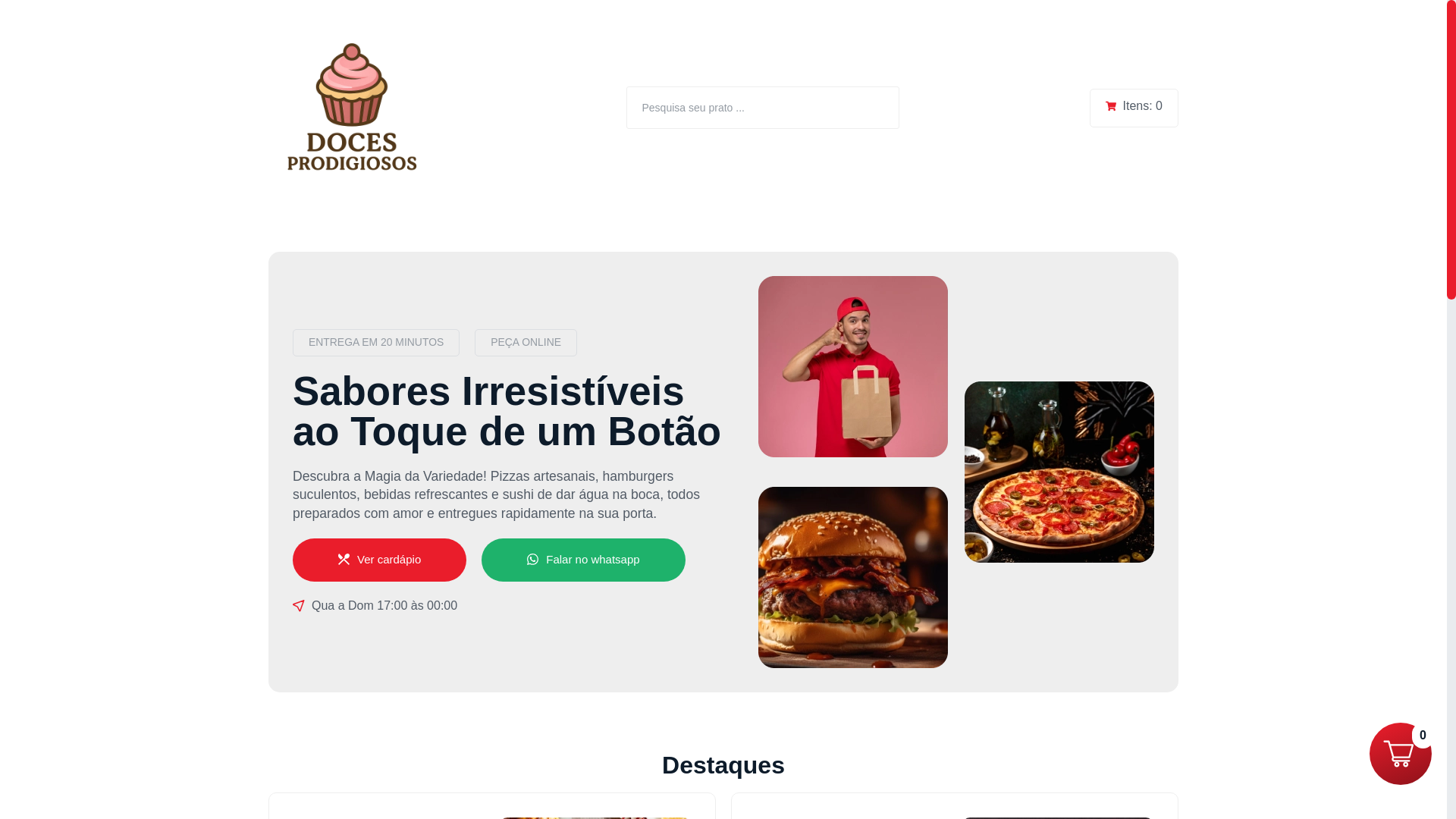 website screenshot of https://docesprodigios.com.br/