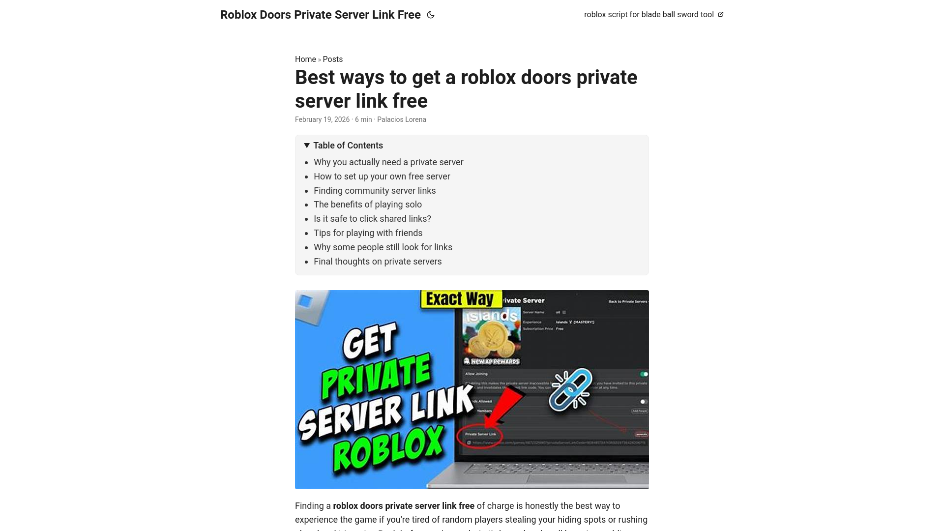 website screenshot of https://roblox-doors-private-server-link-free.pages.dev/