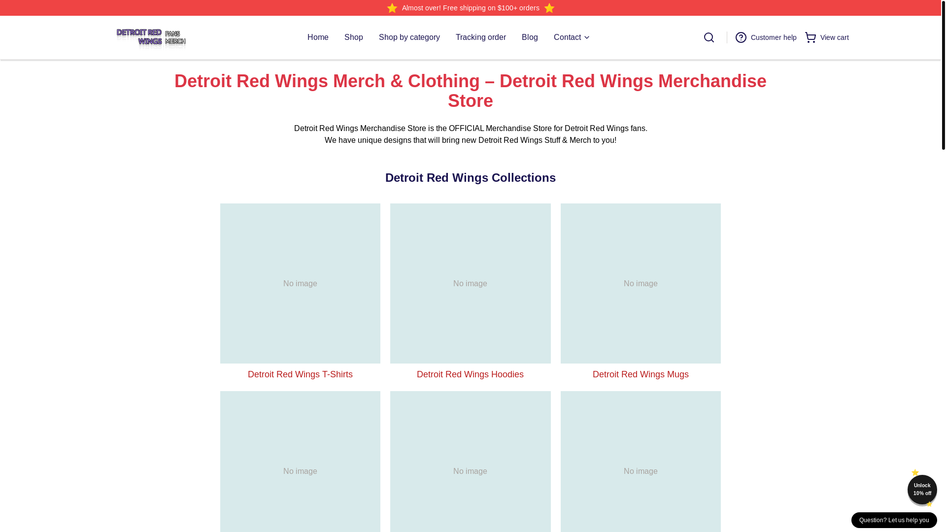 website screenshot of https://detroitredwings.shop/