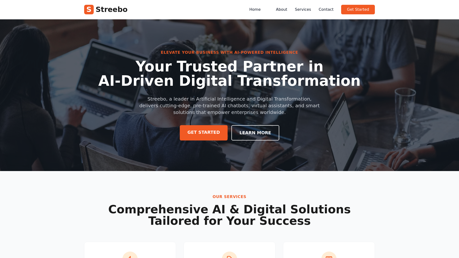 website screenshot of https://streeboservices.com/