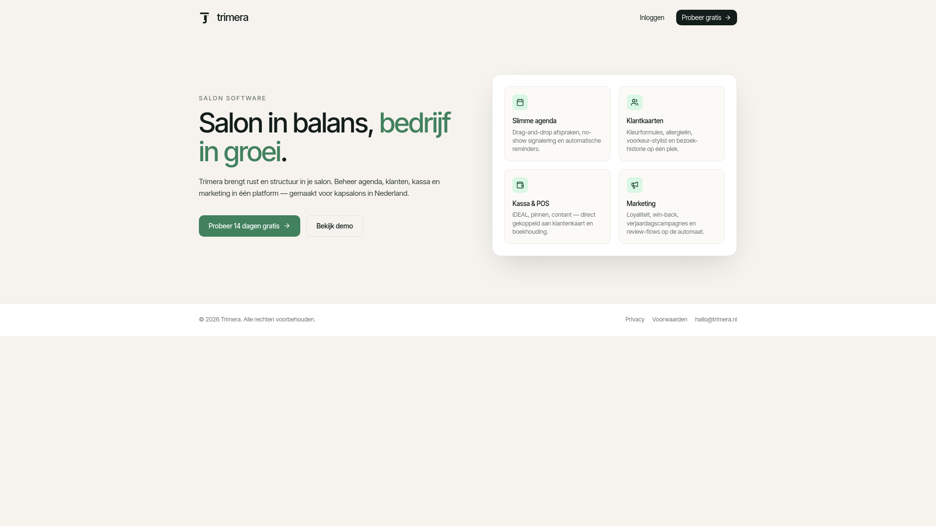 website screenshot of https://trimera.nl/