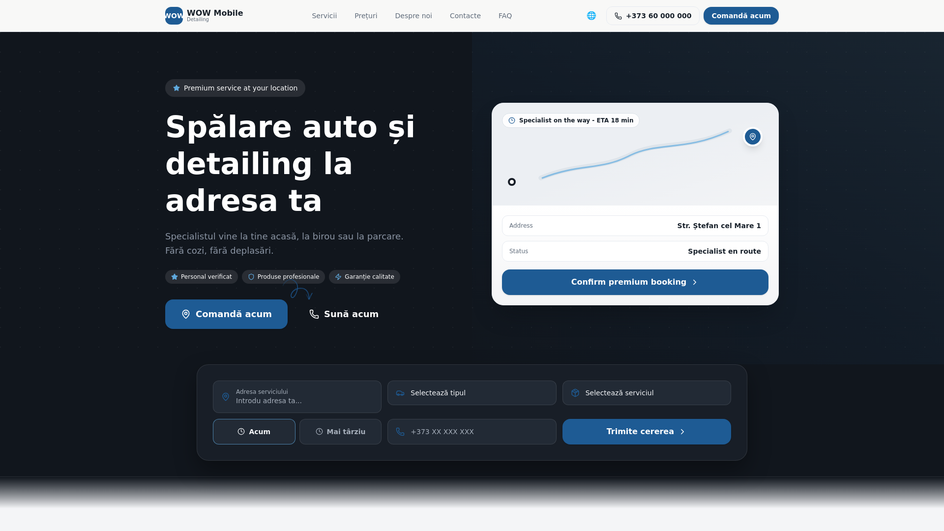 website screenshot of https://wow-detailing.md/
