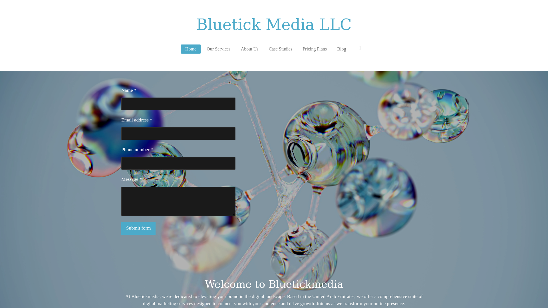 website screenshot of https://bluetickmedia.ae