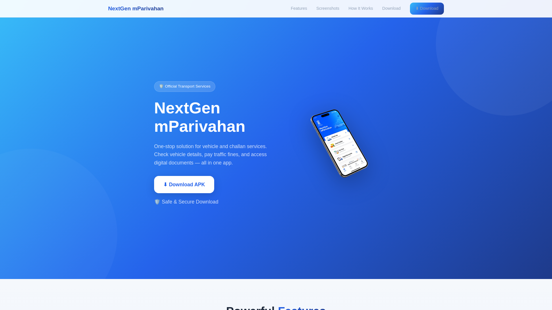 website screenshot of https://nextgen-mparivahan.top/