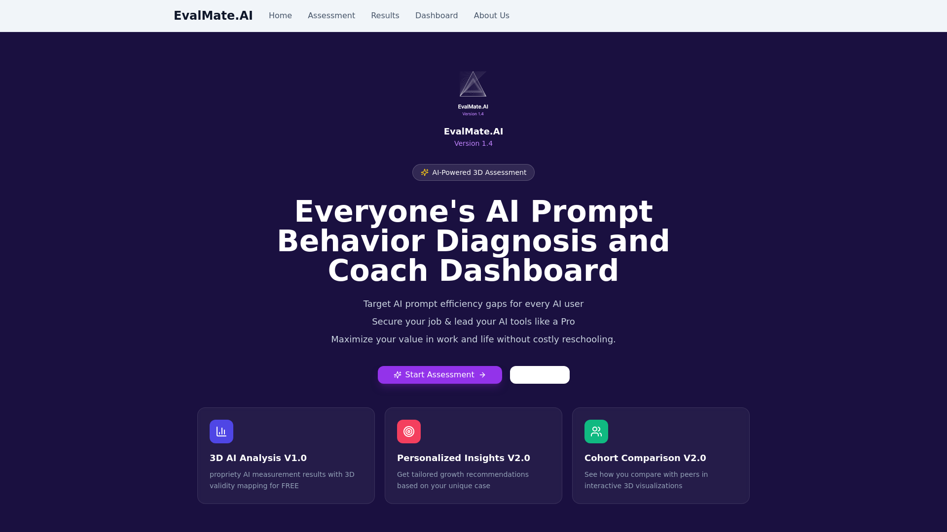 website screenshot of https://evalmateai.online