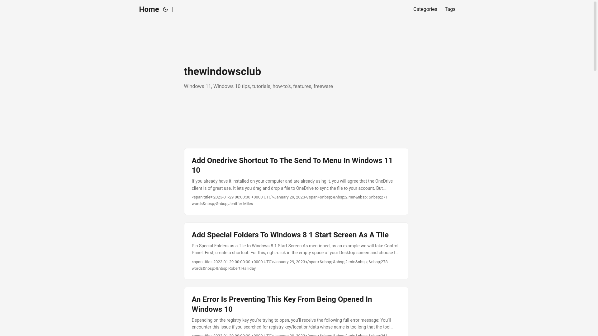 website screenshot of https://thewindowsclub251.pages.dev/