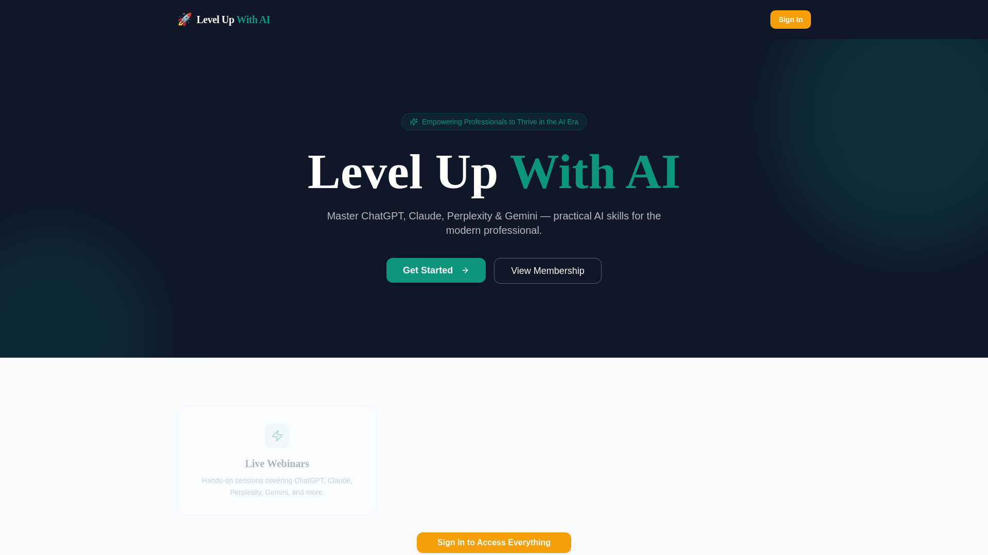 website screenshot of https://level-up-with-ai.com/