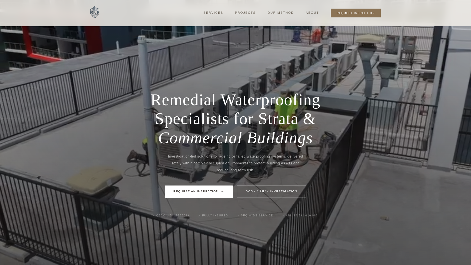 website screenshot of https://bne-waterproofing.pages.dev/