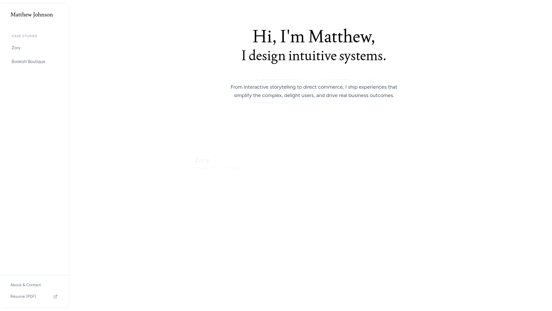website screenshot of https://matthewjohnson.design/