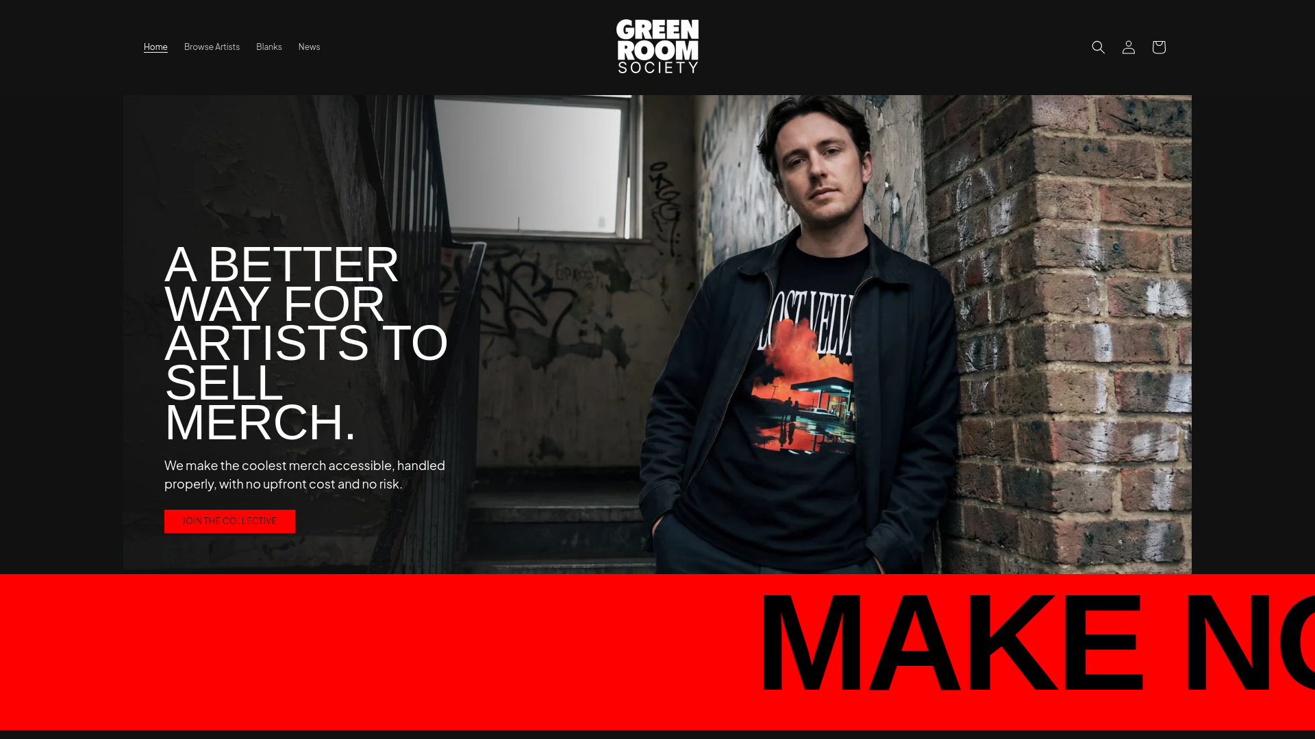 website screenshot of https://greenroomsociety.co.uk/