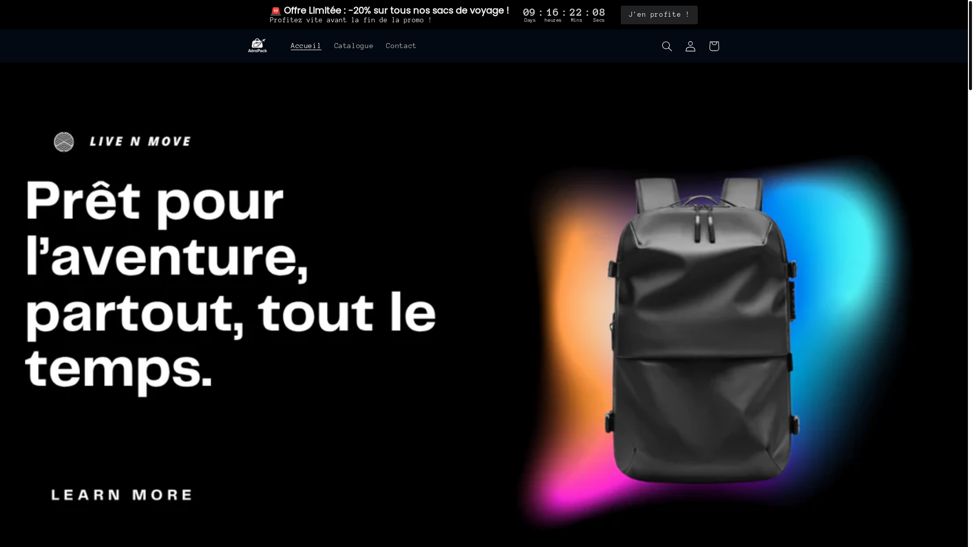 website screenshot of https://aeropackk.com/