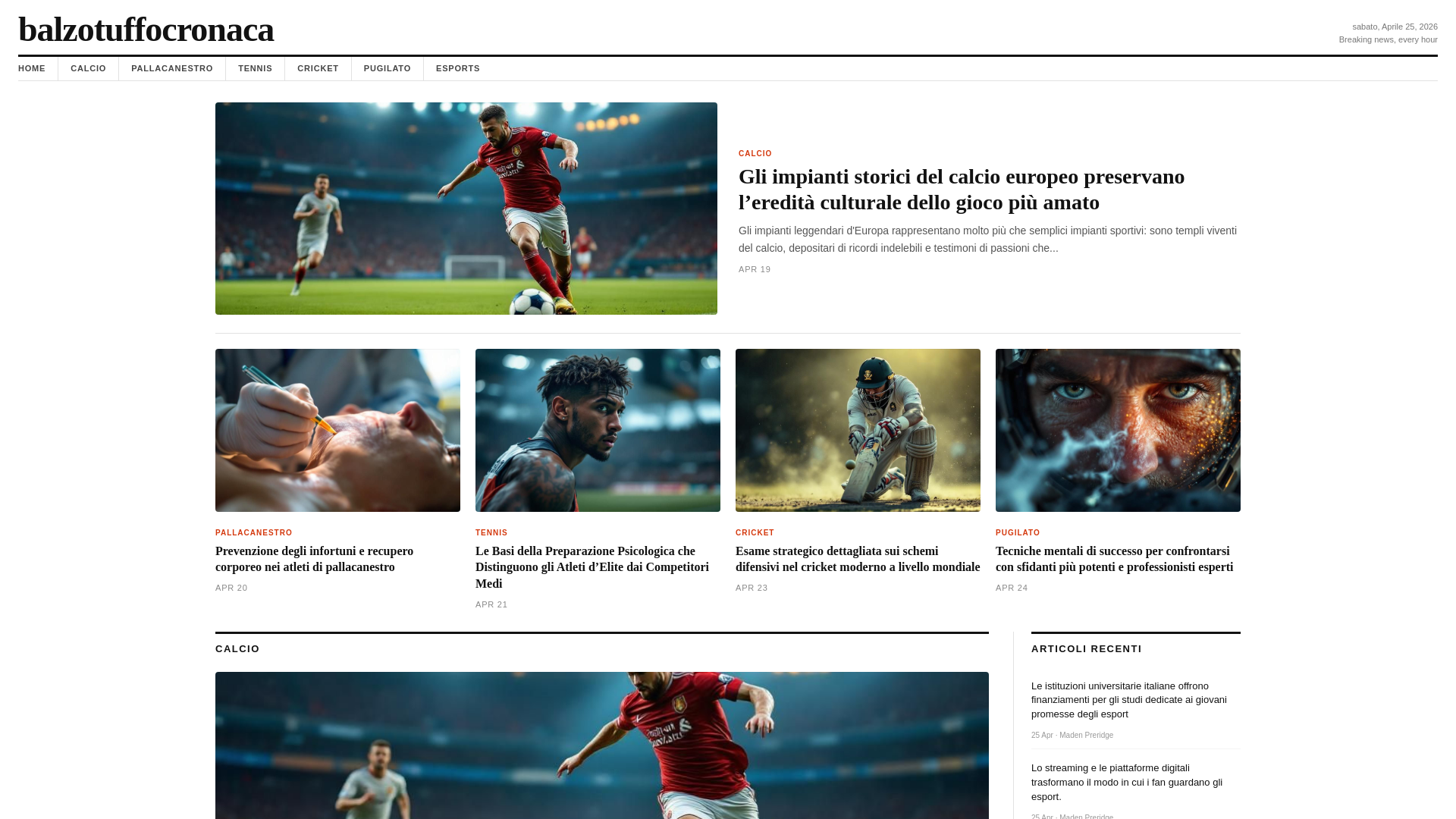 website screenshot of https://balzotuffocronaca.it/