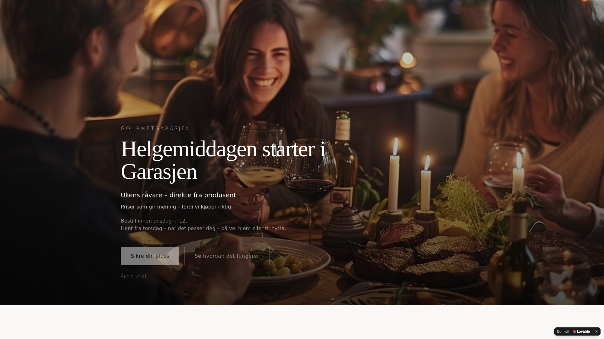 website screenshot of https://gourmetgarasjen.no/