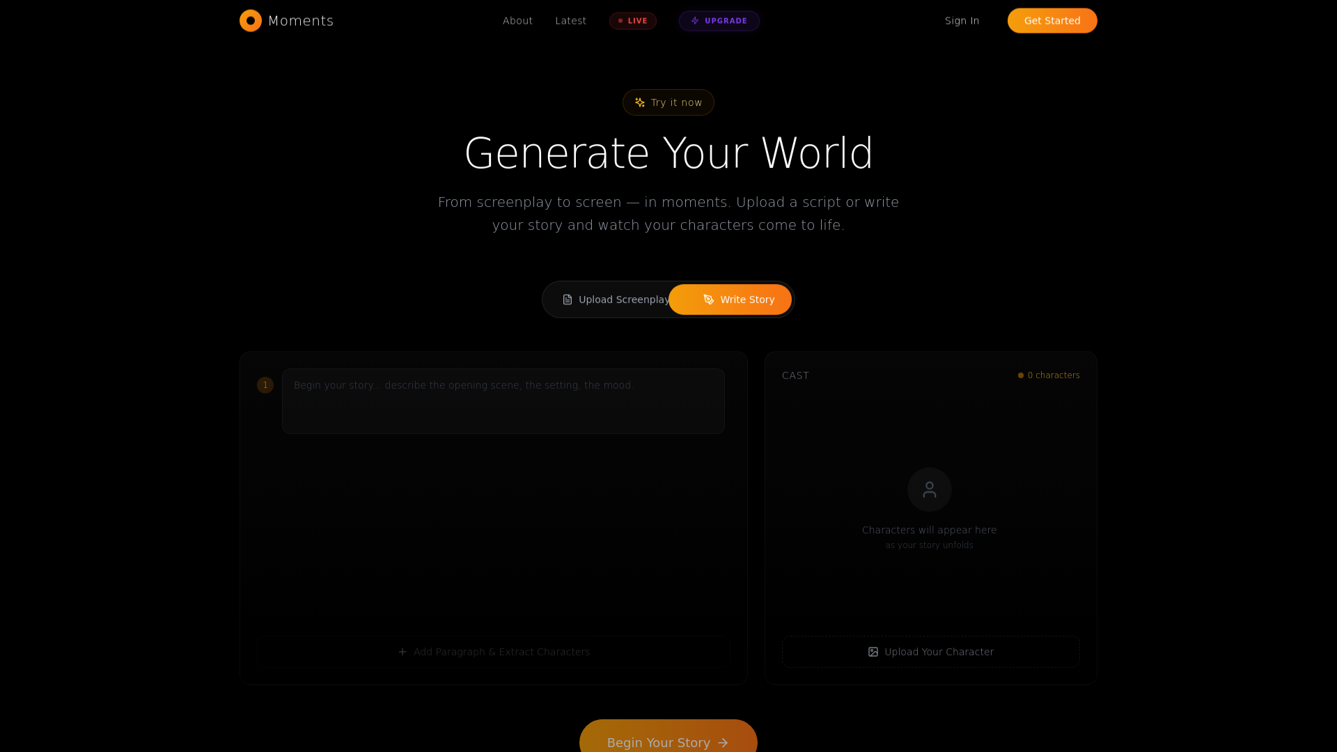 website screenshot of https://momentsos.com/