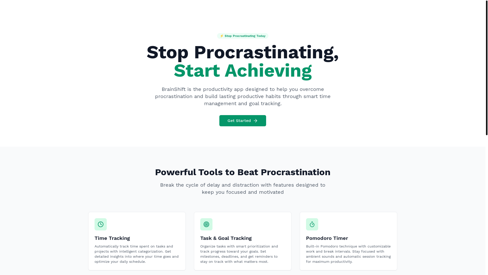 website screenshot of https://brainshift.pages.dev/