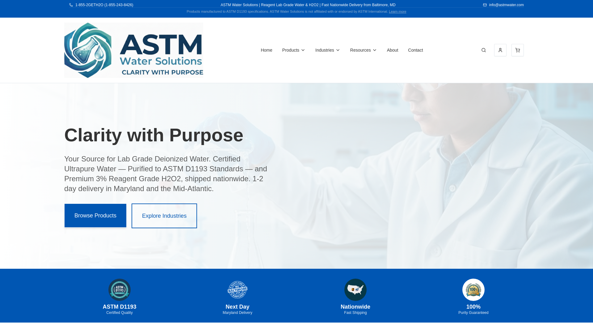 website screenshot of https://astmwater.com