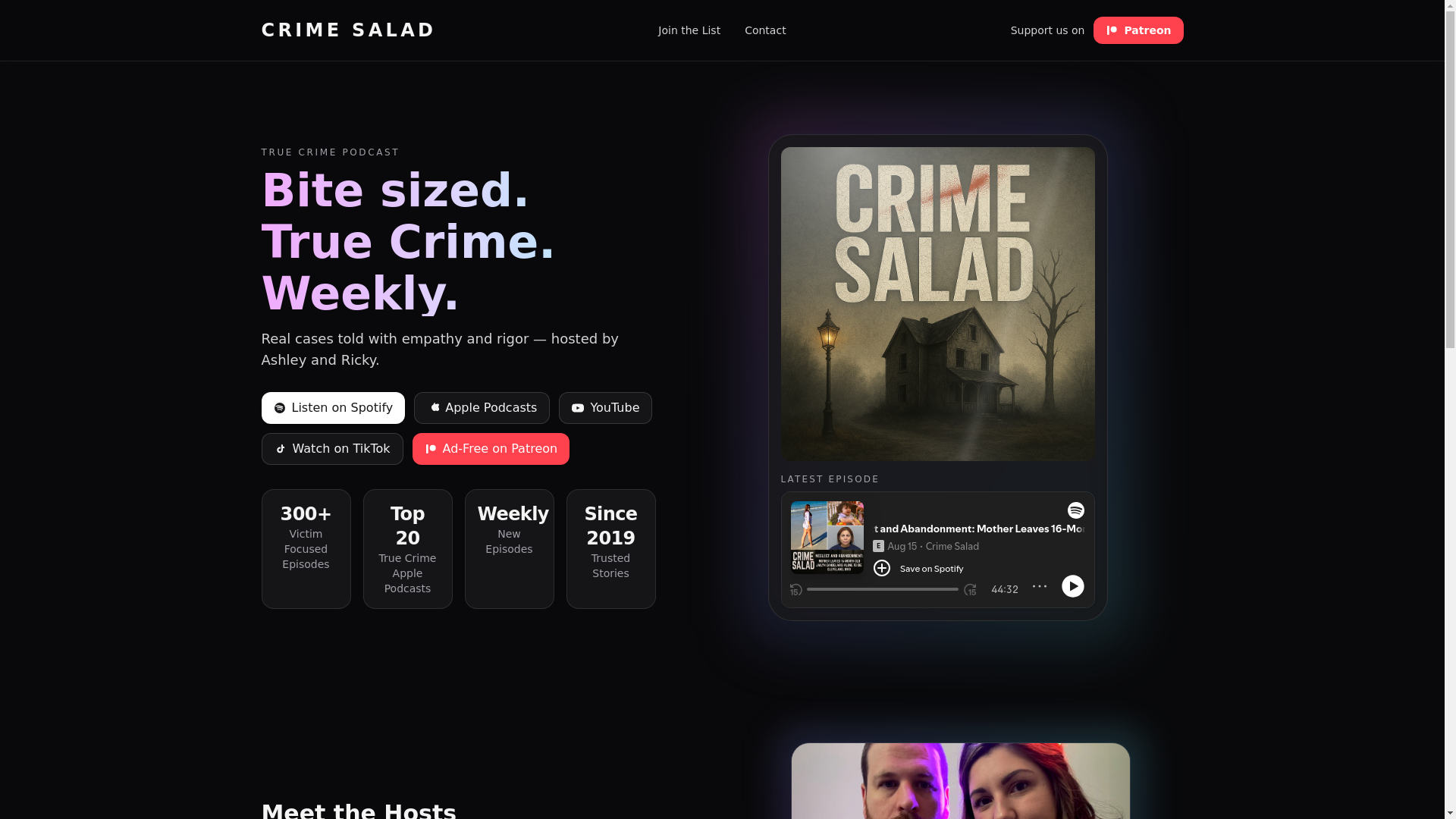 website screenshot of https://crime-salad-landing.pages.dev/