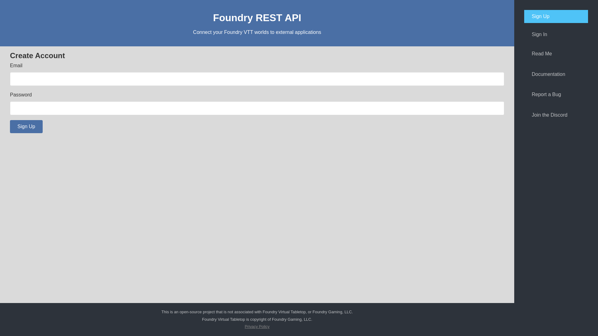 website screenshot of https://foundryrestapi.com/