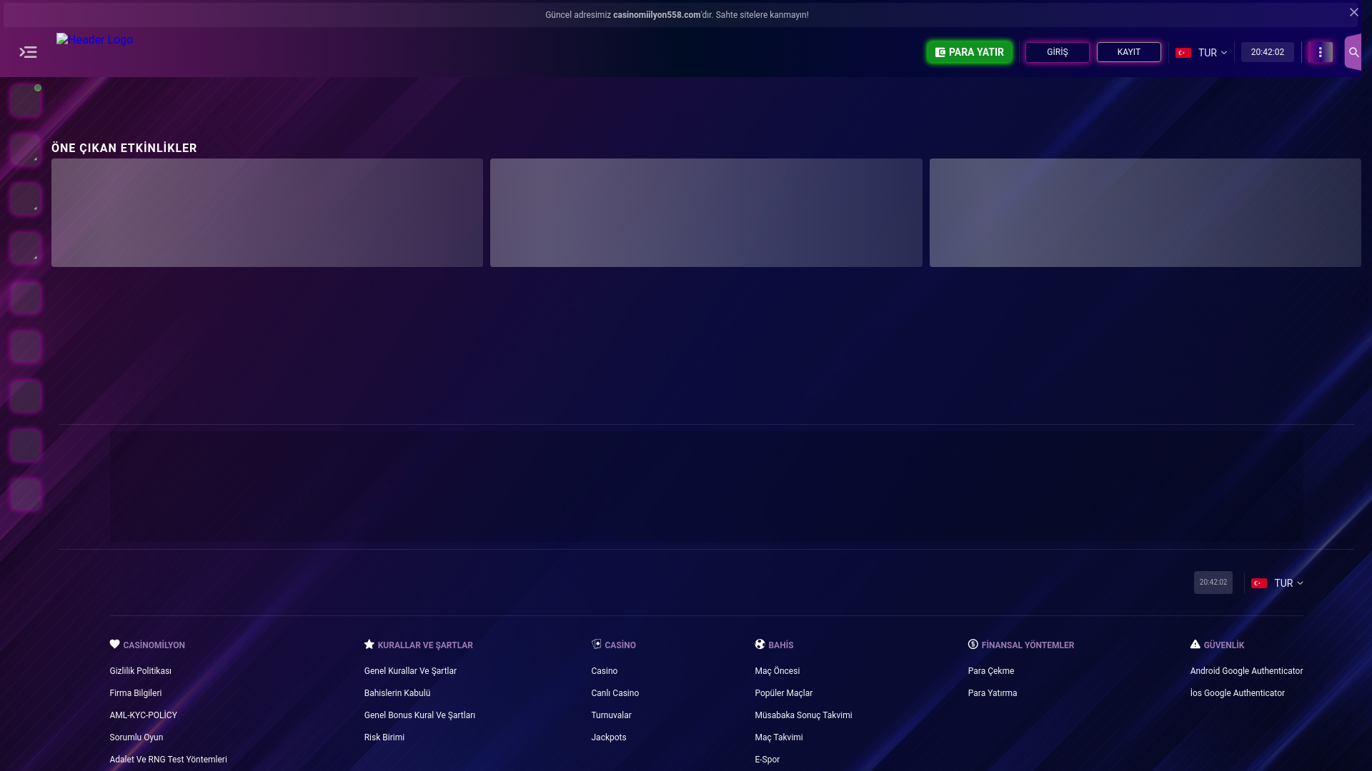 website screenshot of https://casinomiilyon558.com/