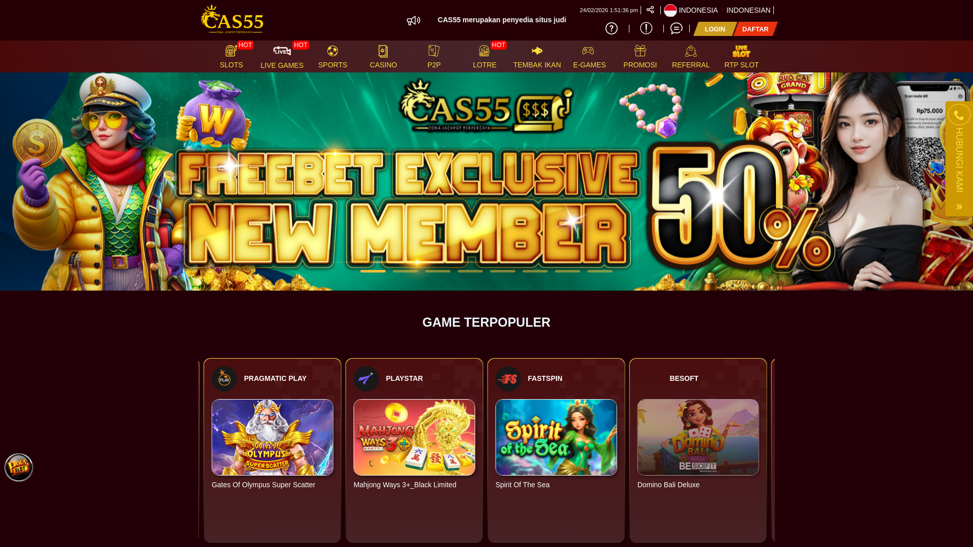 website screenshot of https://cas55star.xyz/