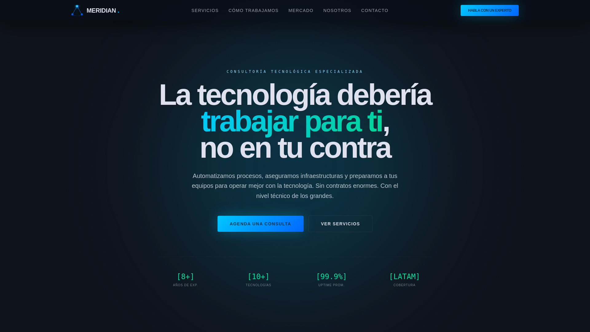 website screenshot of https://meridiantech.com.mx