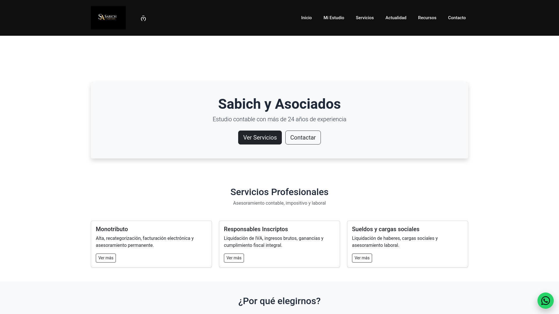 website screenshot of https://estudiosabich.com.ar/